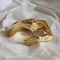 Gothic Hug Muscle Hands Rings For Women Men Adjustable Open Cuff Ring Party Wedding Couple Rings Vintage Jewelry Anillos Bague Vera Lux