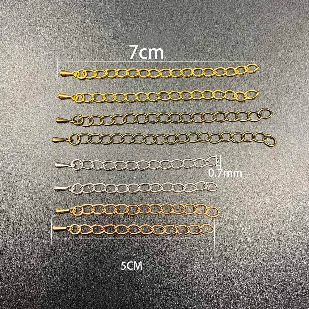 20pcs/lot 50-70mm Extended Extension Tail Chain Connectors Water Drop End Beads For DIY Jewelry Making Bracelet Necklace Vera Lux