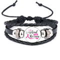 Breast Cancer Awareness Hope Bracelet For Women Pink Ribbon charm Braided leather Rope Wrap Bangle Fashion handmade Jewelry Vera Lux
