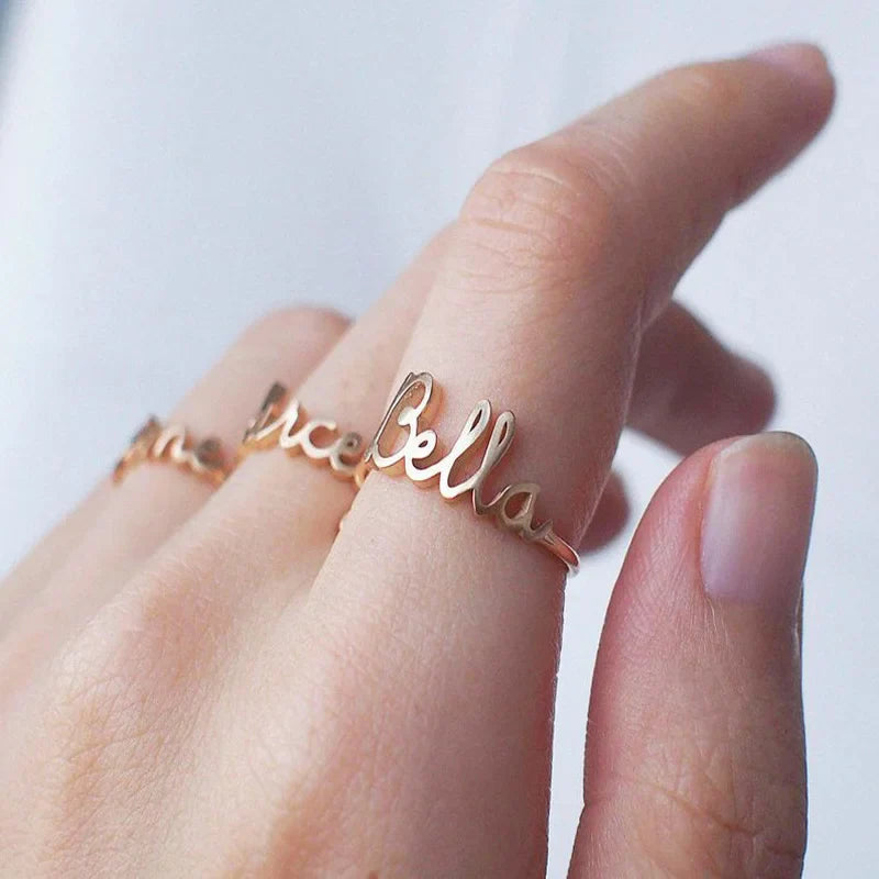 Custom Name Rings for Women Stainless Steel Gold Plated  Personalized Band Letter Initial Ring Wedding Jewelry Bijoux Femme 2023 Vera Lux
