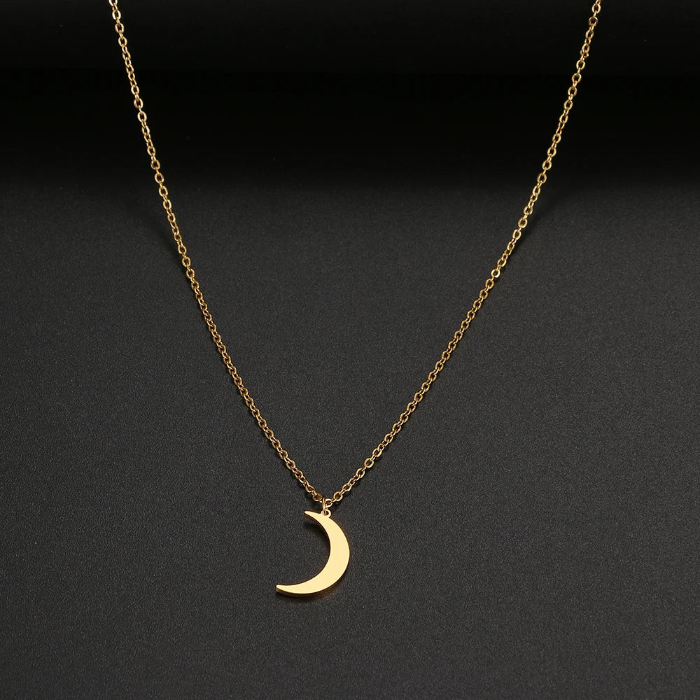 Stainless Steel Necklace New Fashion Moon Chain Pendant Simplicity Necklaces For Women Jewelry Accessories Party Charm Gifts Vera Lux