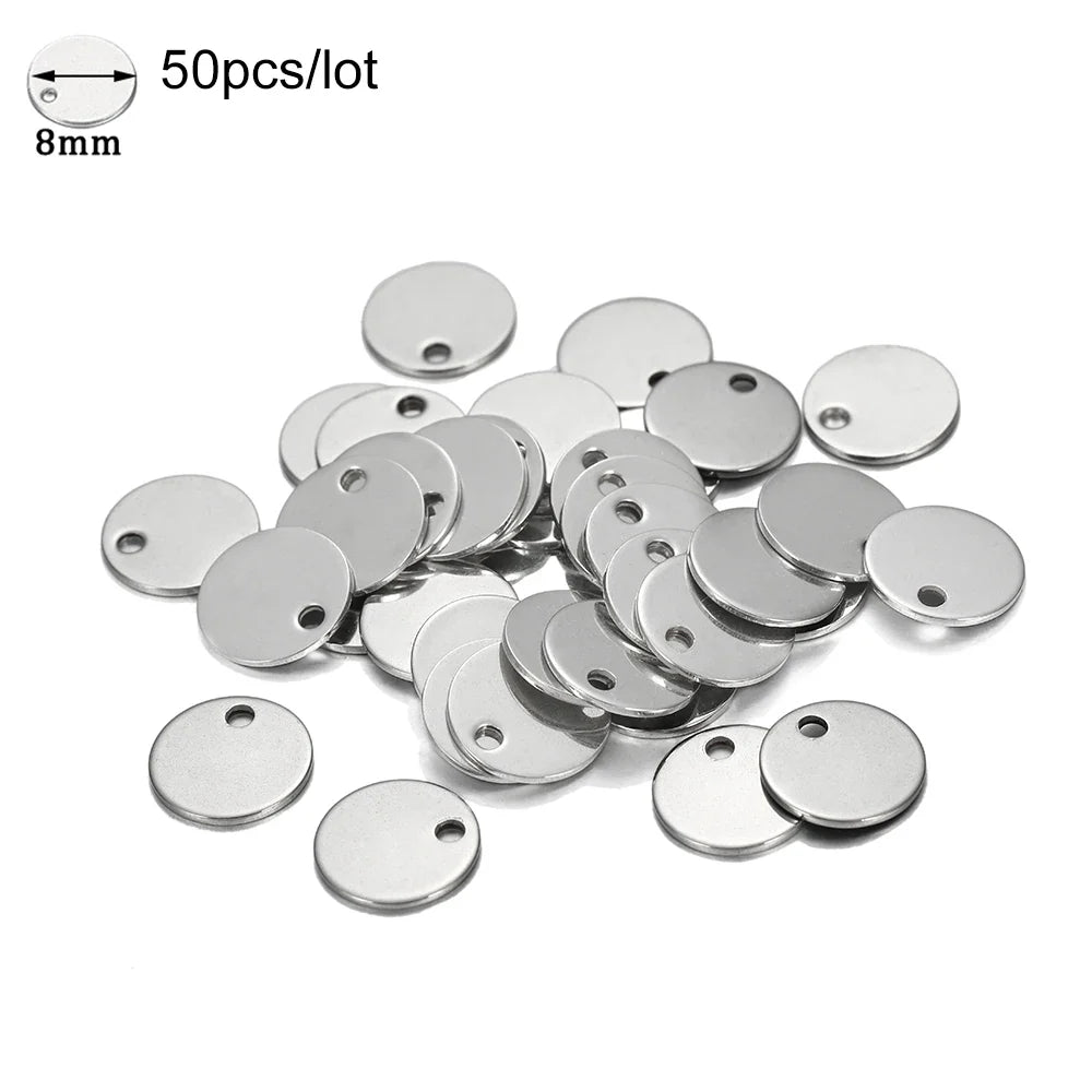 10-50Pcs Gold Stainless Steel Customized Dog Tag Heart-Shaped Oval Blanks Charm Pendant Charms For DIY Jewelry Making Supplies Vera Lux