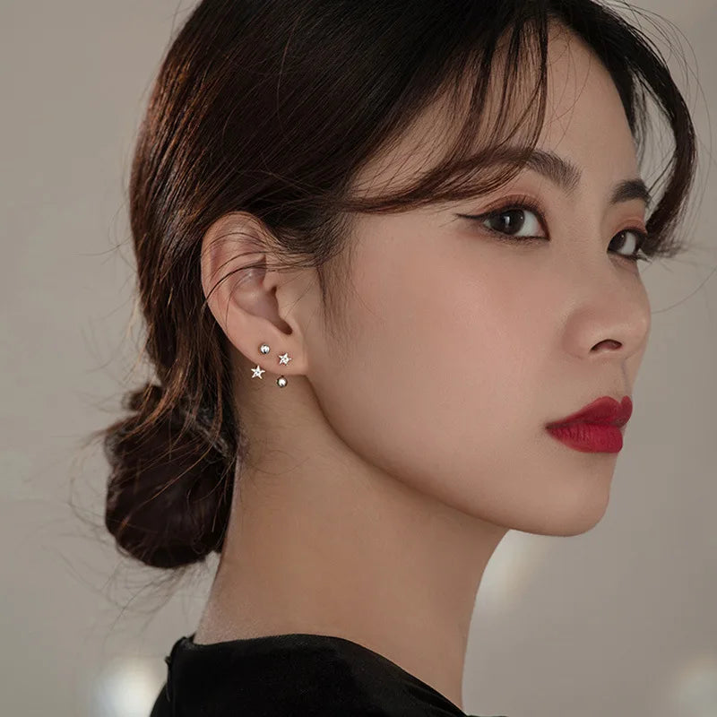 VENTFILLE 925 Silver Star Flash Crystal Summer Small Fresh Female 2022 New Trendy Personality Earrings Vera Lux