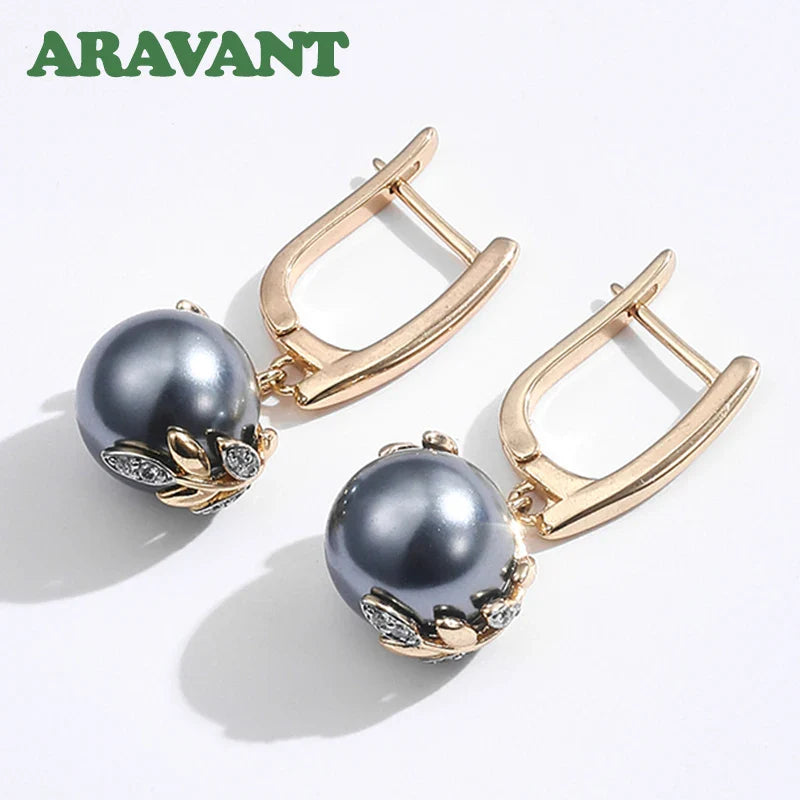 925 Silver 18K Gold Black Pearl Long Dangle Earring For Women Fashion Jewelry Gift Vera Lux