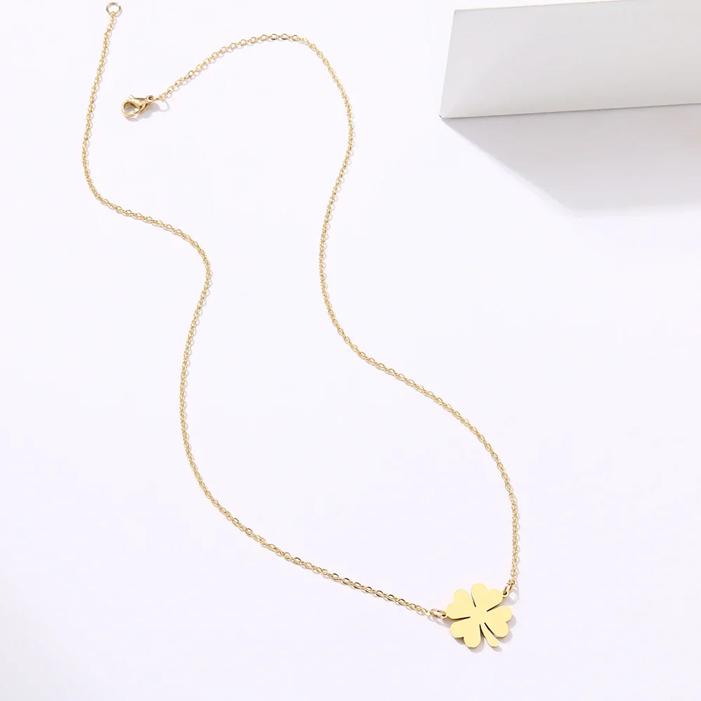 DOTOFI Four Leaf Clover Pendant Necklace For Women Stainless Steel Quality Fashion Jewelry Vera Lux