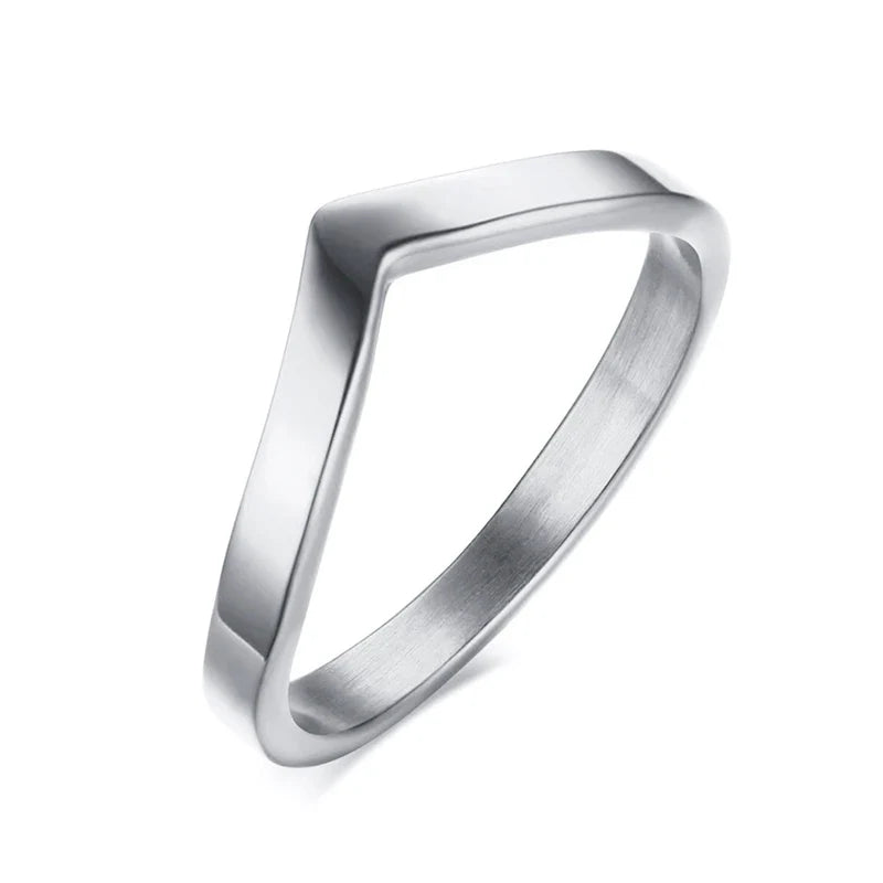 Simple Chevron V Shape Ring or Party 316L Stainless Steel Fashion Jewelry Rings For Women Vera Lux