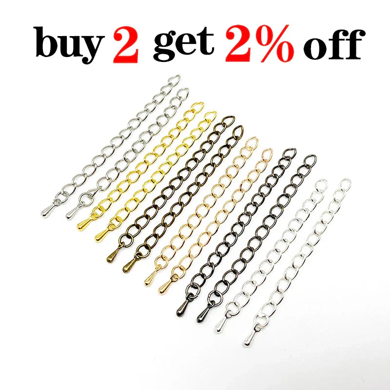 20pcs/lot 50-70mm Extended Extension Tail Chain Connectors Water Drop End Beads For DIY Jewelry Making Bracelet Necklace Vera Lux