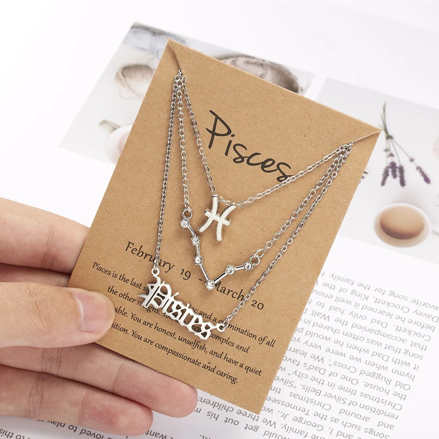 3Pcs/set 12 Zodiac Sign Necklace For Women 12 Constellation Pendant Chain Choker Birthday Jewelry With Cardboard Card Vera Lux