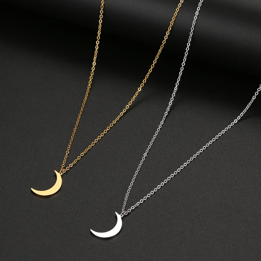 Stainless Steel Necklace New Fashion Moon Chain Pendant Simplicity Necklaces For Women Jewelry Accessories Party Charm Gifts Vera Lux