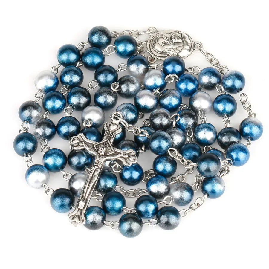 12 colors Religion Rosary necklace For Women Christian Virgin Mary Jesus Cross pendant Long beads chains Fashion Jewelry Gift Vera Lux