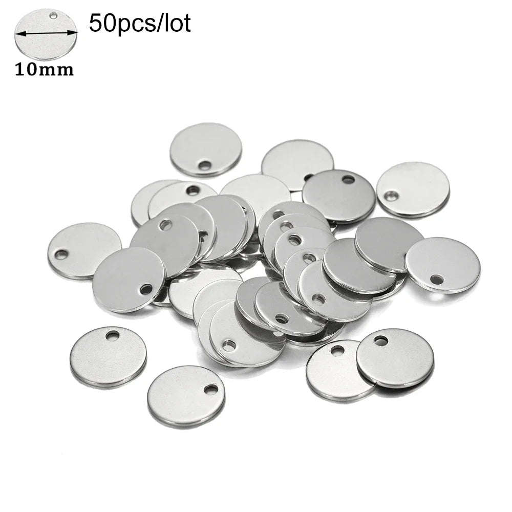 10-50Pcs Gold Stainless Steel Customized Dog Tag Heart-Shaped Oval Blanks Charm Pendant Charms For DIY Jewelry Making Supplies Vera Lux