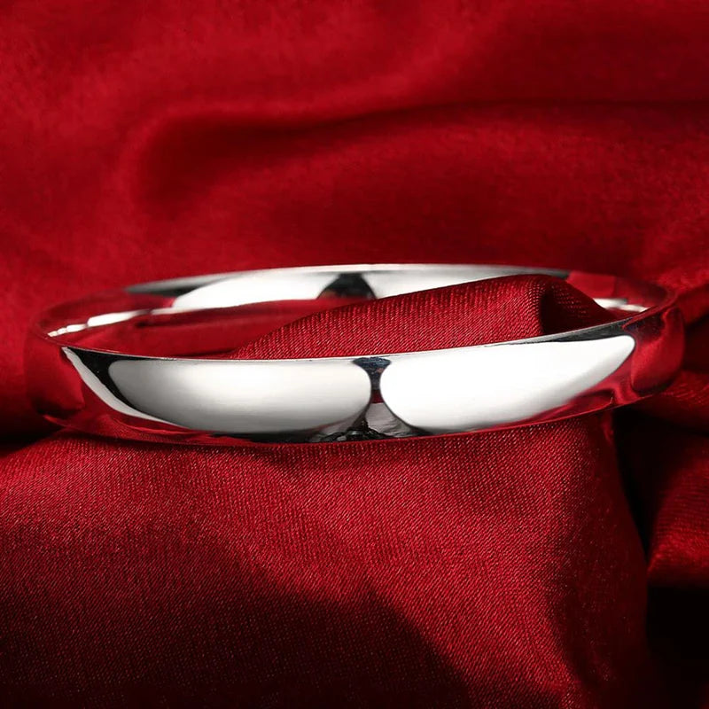 Aravant 925 Silver 10MM Smooth Bracelet&Bangle For Men Women Fashion Jewelry Gifts Vera Lux