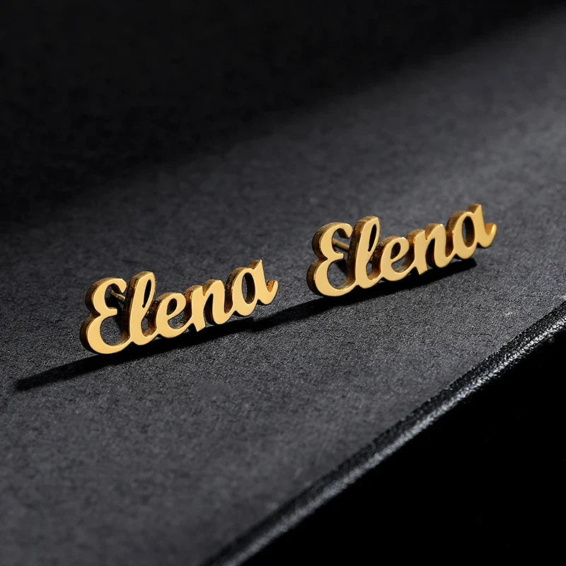 Custom Name Stud Earrings For Women Stainless Steel Earrings Any Pattern For Best Friend Girls Jewelry aretes de mujer Vera Lux
