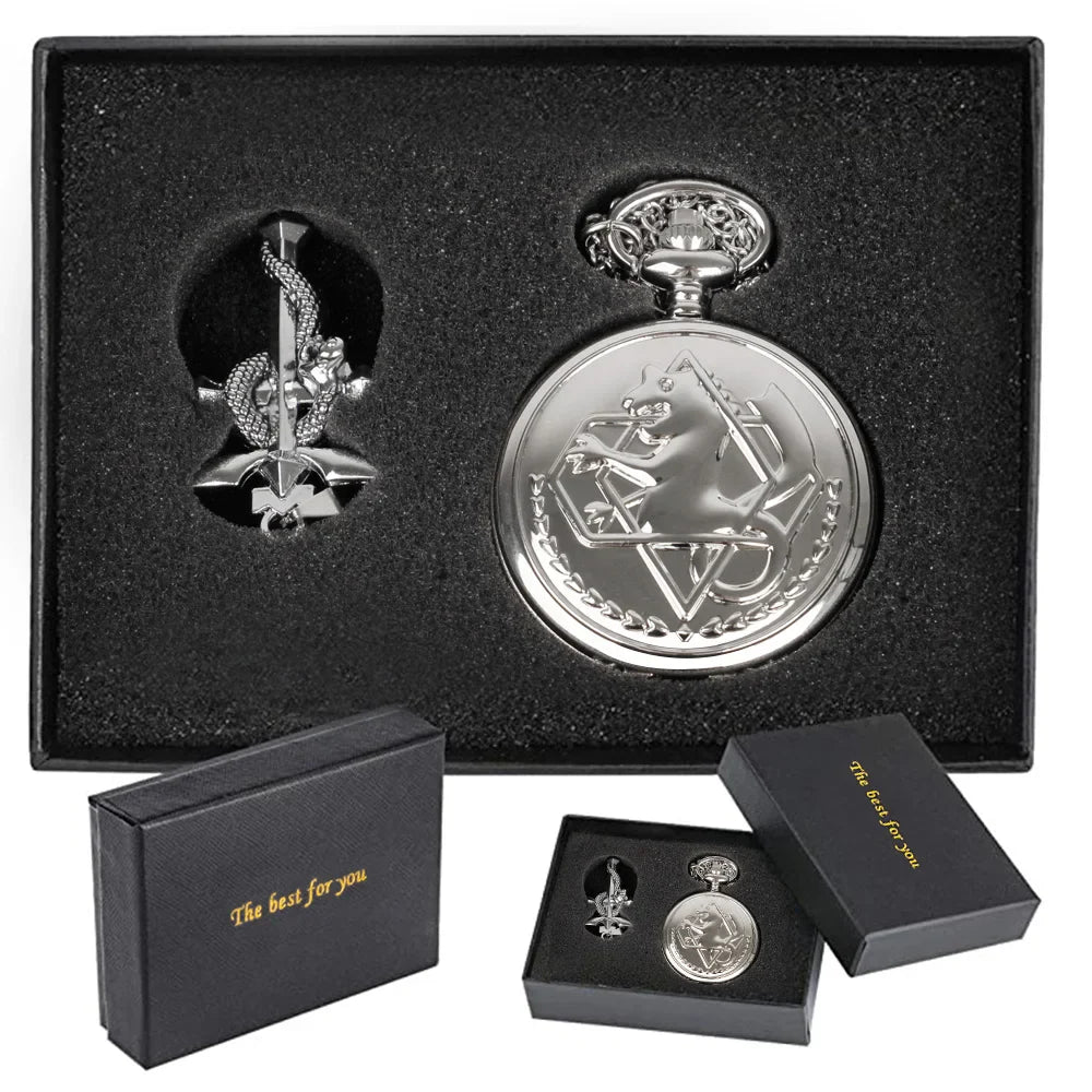 Fullmetal Alchemist High Grade Gifts Sets Pocket Watch Cosplay Japan Anime Necklace Clock Accessories With Box CF1217 Vera Lux
