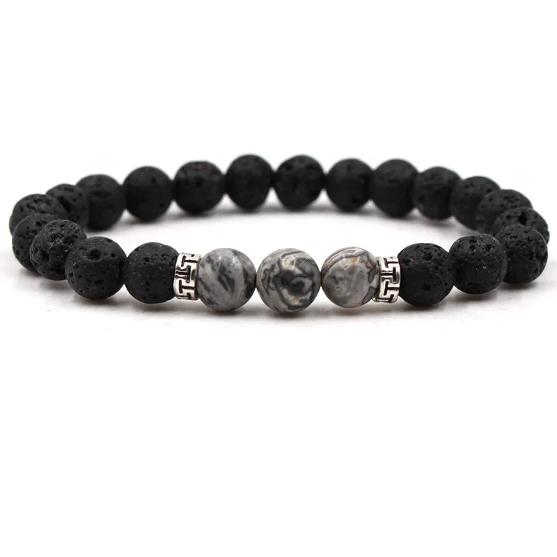 8MM Natural Stone Beaded Chain bracelets For Women Men Couple Lava Rock Healing Balance Beads Reiki Buddha Chakra Bangle Jewelry Vera Lux