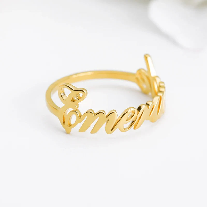 Custom Name Rings for Women Stainless Steel Gold Plated  Personalized Band Letter Initial Ring Wedding Jewelry Bijoux Femme 2023 Vera Lux