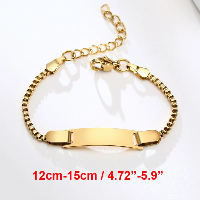 Custom Engrave Name Birth Date Bracelets,Personal Birthday Gift to Little Boy Girls , Stainless Steel Bracelet Vera Lux
