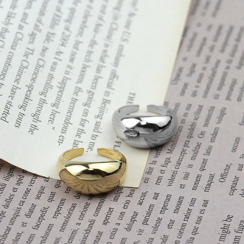 VENTFILLE 925 Sterling Silver Ring for Women Men Smooth Geometric Finger Ring Adjustable Party Jewelry Wholesale Vera Lux