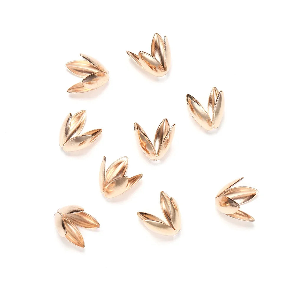 100pcs/lot Four Leaves Flower Metal Bulk Loose Sparer Caps Petal Apart End Bead Caps For Jewelry Making Bracelet Findings Vera Lux