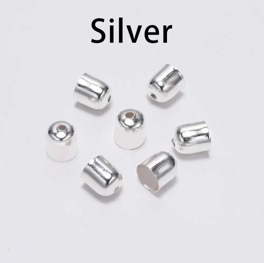 50-100pcs/lot Crimp End Caps Leather Cords End Tip Beads Caps Fit 4 -12mm Clasps For DIY Jewelry Making Findings Supplies Vera Lux