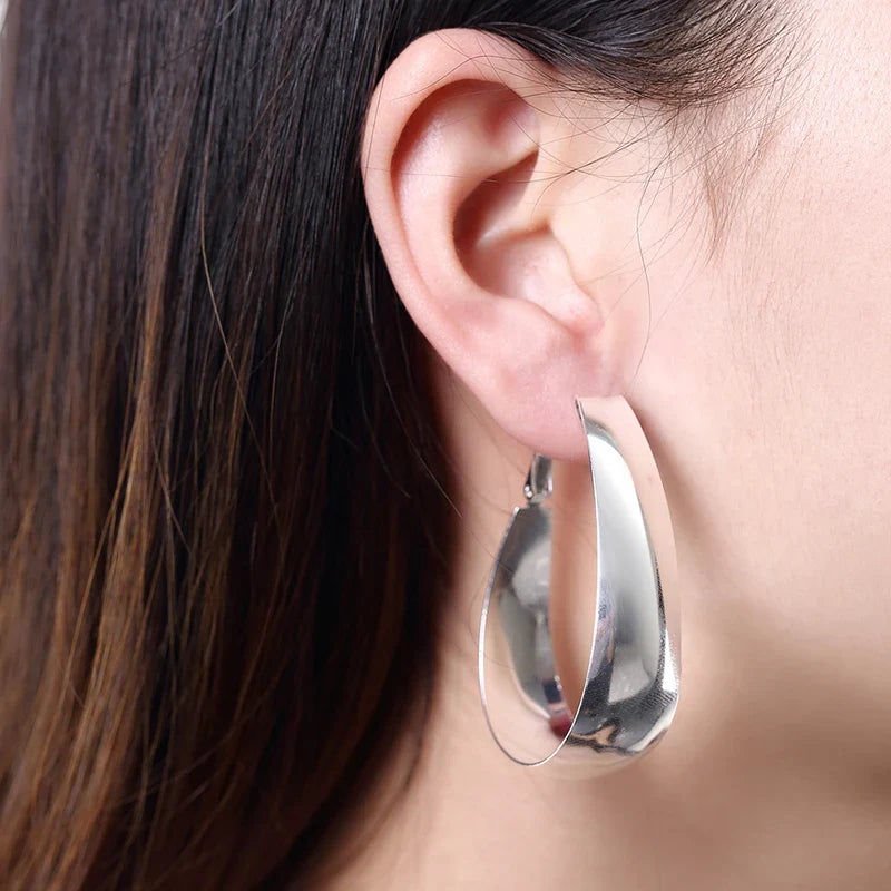 Aravant 925 Silver Smooth U Shaped Hoop Earrings For Women Fashion Jewelry Vera Lux
