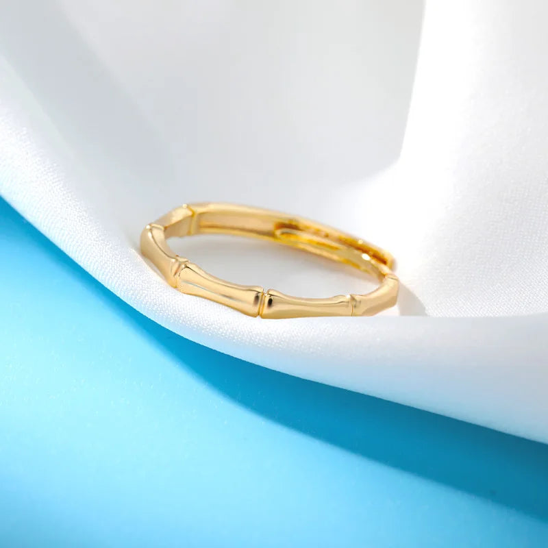 Stainless Steel Bamboo Joint Rings For Women Men Silver Color Open Adjustable Male Female Engagement Wedding Ring Jewelry Vera Lux