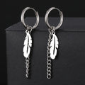 Stainless Steel Earrings Fashion Unisex Punk Gothic Feather Chain Hip Hop Pendants Gold Color Earrings For Women Jewelry Gifts Vera Lux