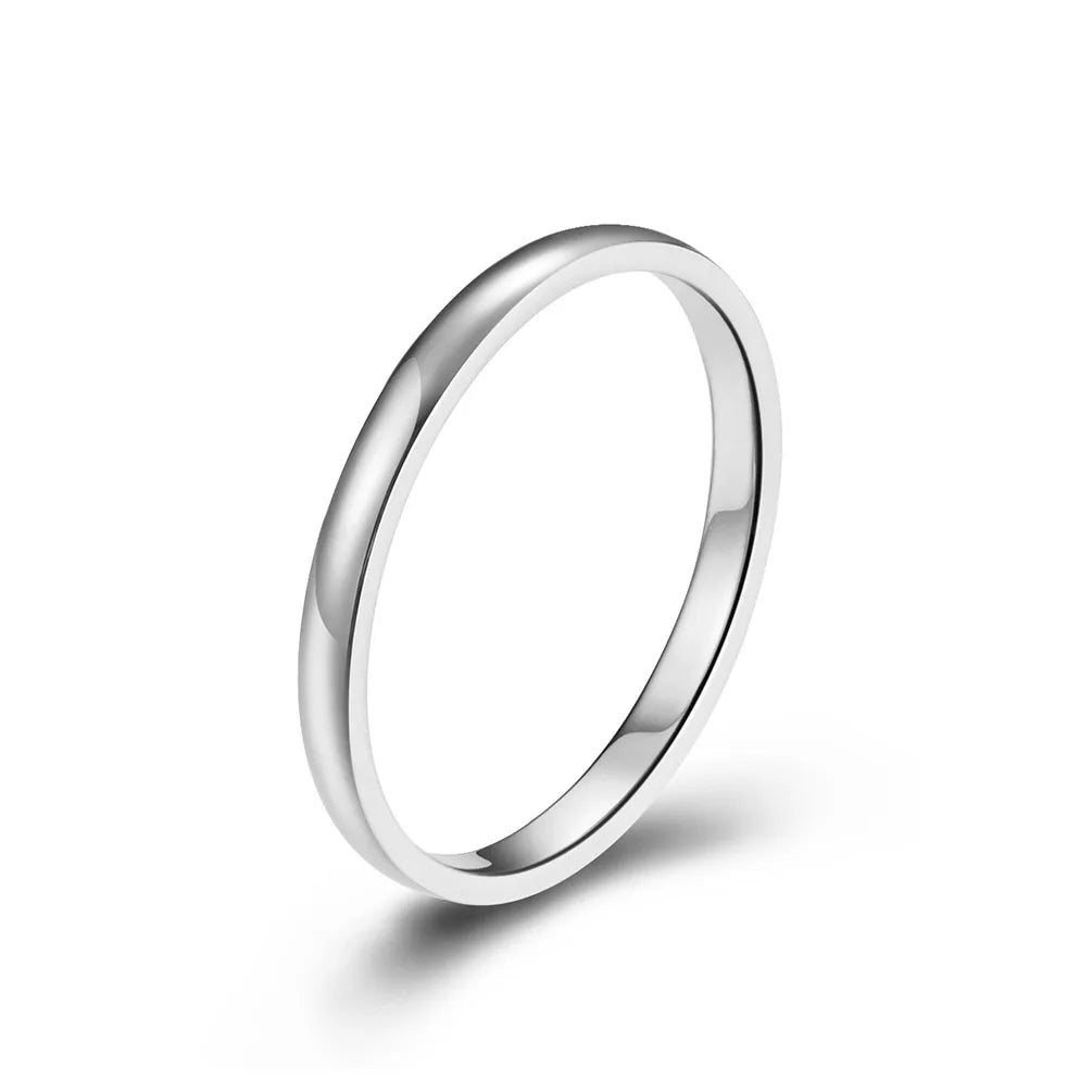 2mm Thin Stackable Ring Stainless Steel Couple Rings for Women Men Size 4-12 Vera Lux