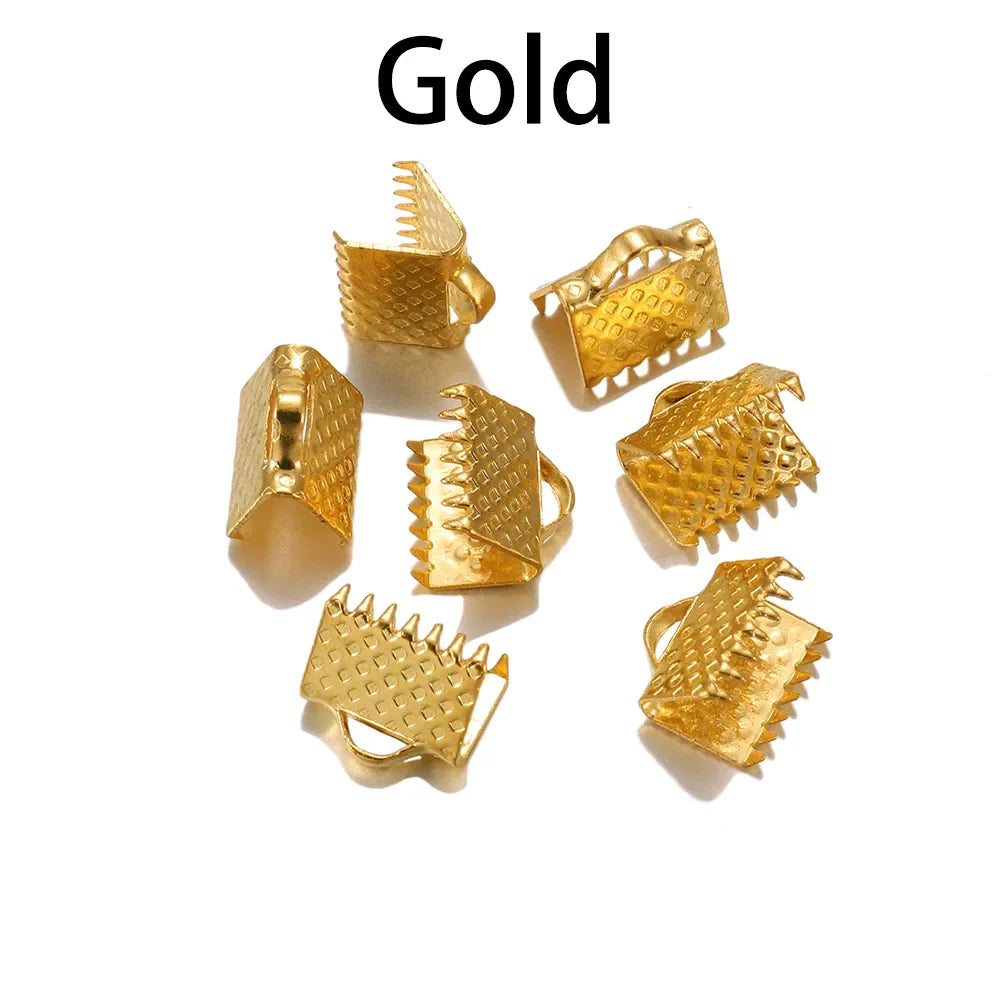 50pcs/lot Crimp Beads Cove Clasps Cord Leather Clip Necklace Bracelet Connectors End Caps For DIY Jewelry Findings Supplies Vera Lux