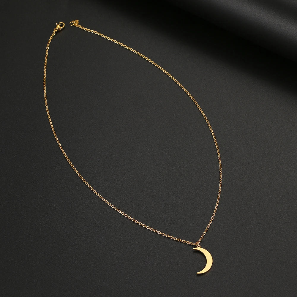 Stainless Steel Necklace New Fashion Moon Chain Pendant Simplicity Necklaces For Women Jewelry Accessories Party Charm Gifts Vera Lux