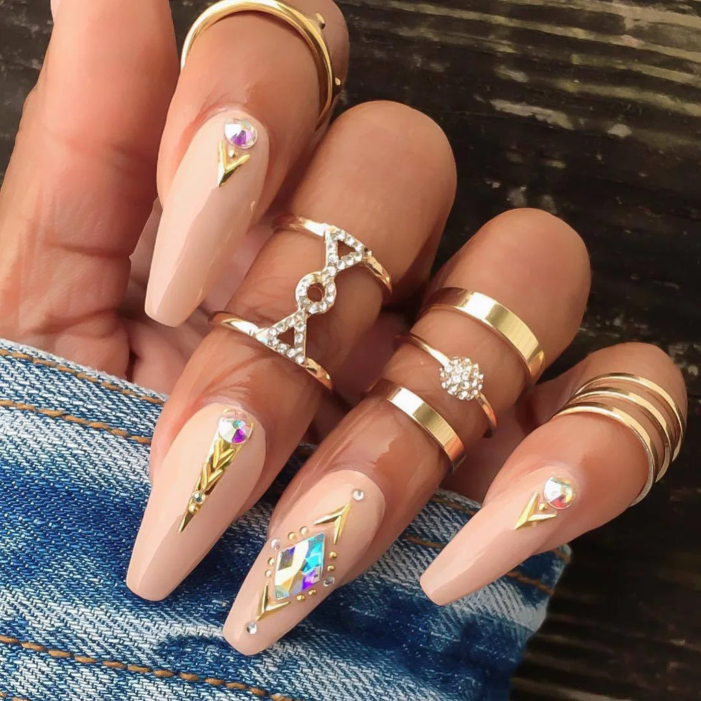 Trendy Geometric Moon Knuckle Finger Rings Set For Women 2021 Bohemian Crystal stone Female Ring Wedding Jewelry Vera Lux