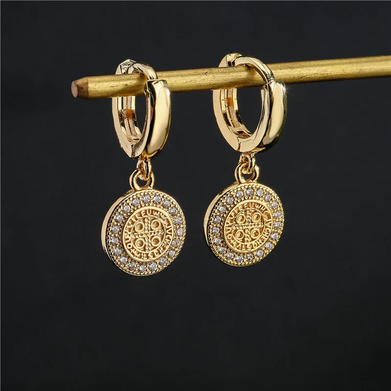 NEWBUY Fashion Gold Color Copper Geometric Earrings Luxury CZ Elephant Charm Dangle Earring Female Party Jewelry Accessories Vera Lux