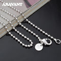Aravant 925 Silver 2MM Bead Chain Necklace For Women Fashion Jewelry Gifts Vera Lux