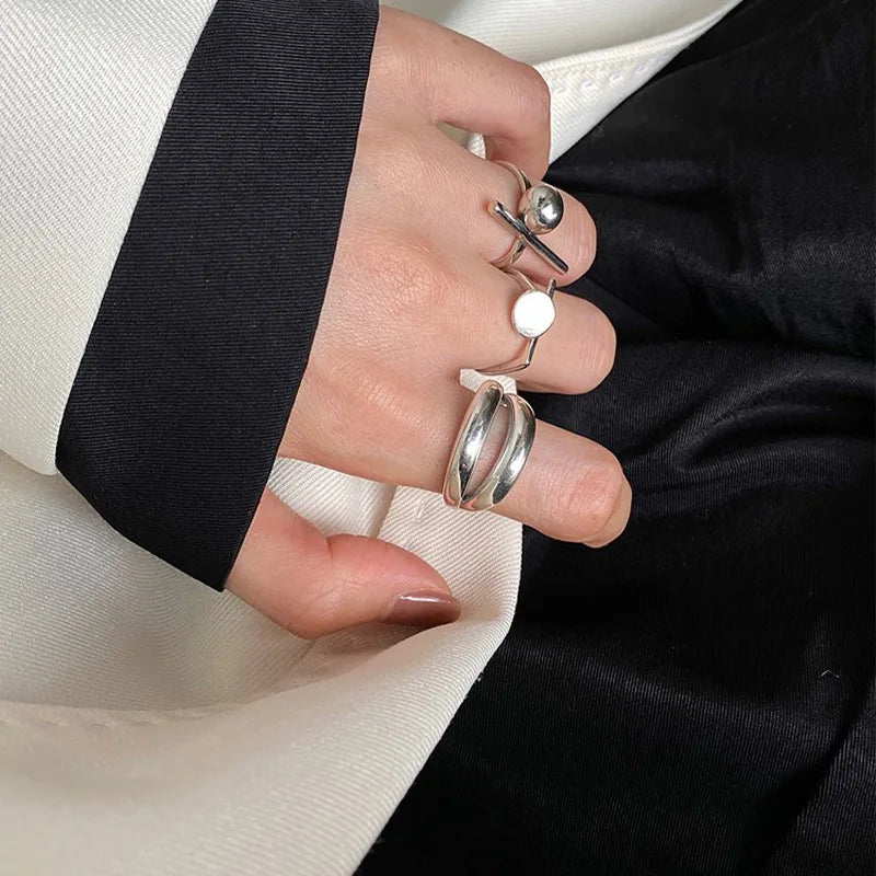 VENTFILLE 925 Sterling Silver Rings New Fashion Party Jewelry Vintage Charm Double Layer Geometric Nail Design Accessories Gifts Vera Lux