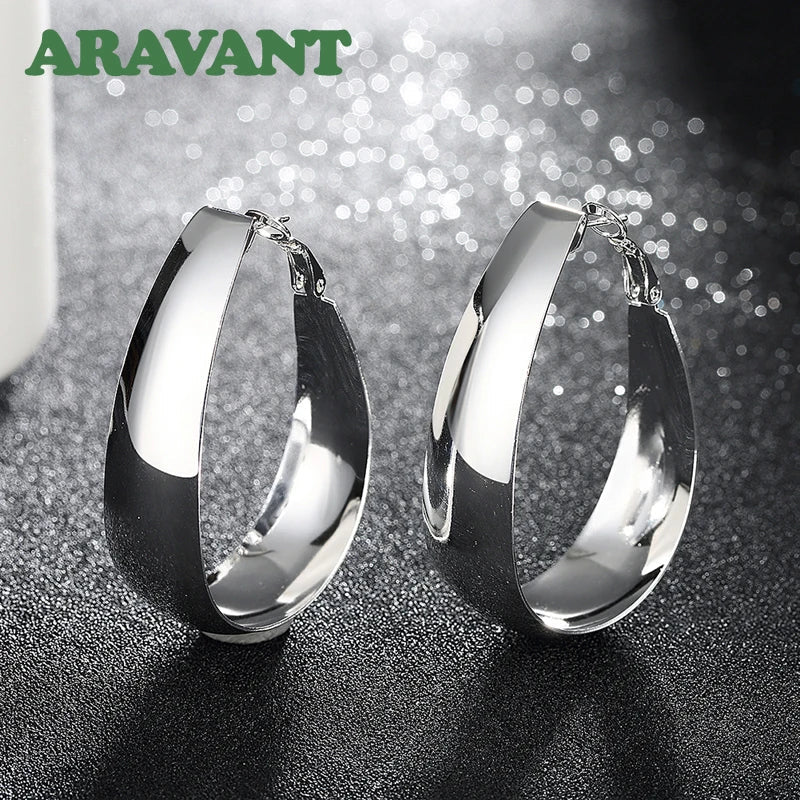 Aravant 925 Silver Smooth U Shaped Hoop Earrings For Women Fashion Jewelry Vera Lux