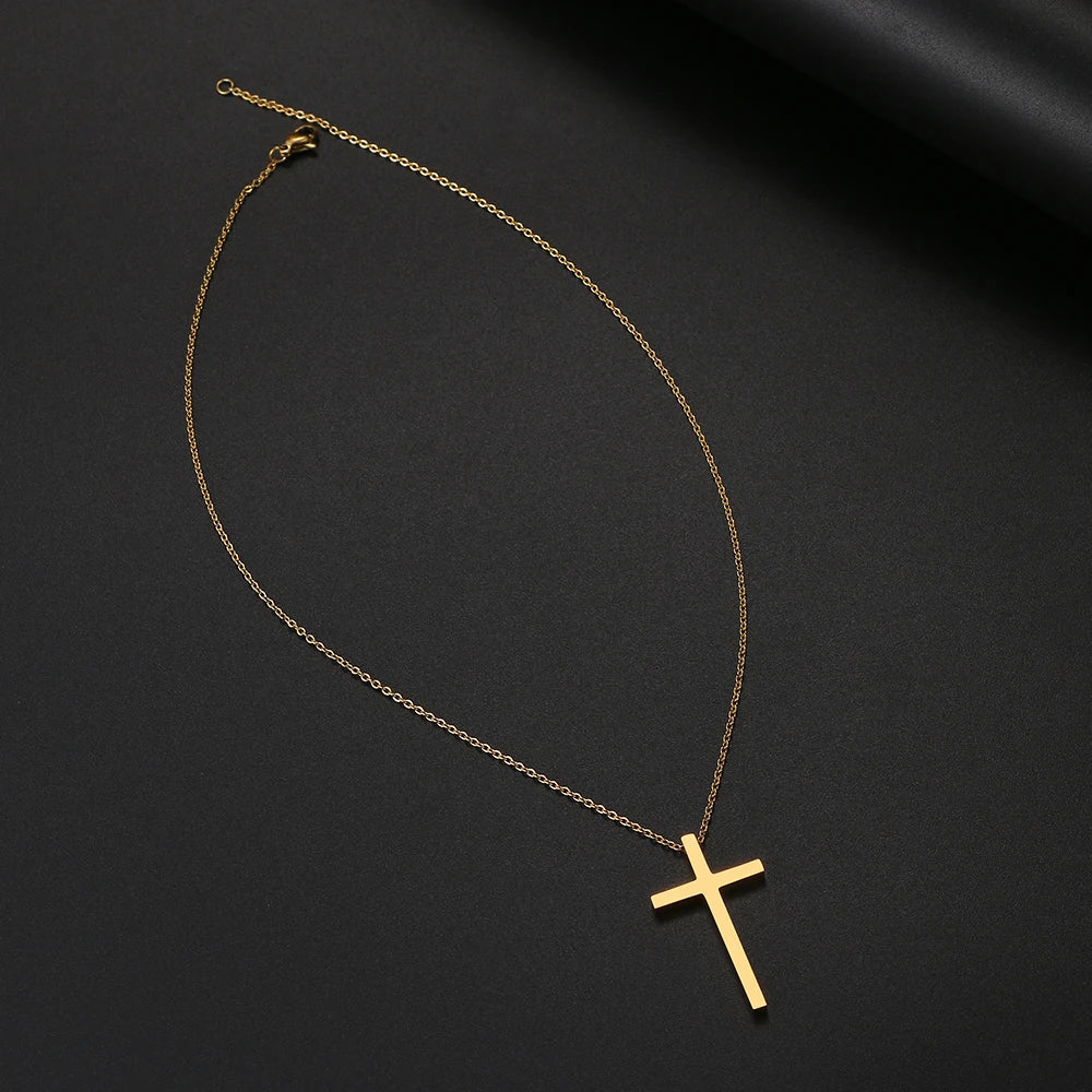 Stainless Steel Necklaces Classic Cross Jesus Fashion Large Style Man Chain Necklace For Women Jewelry Collar Pendant Gifts NEW Vera Lux