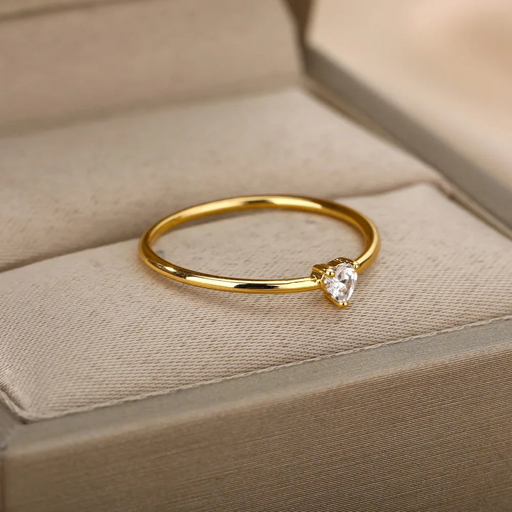 Zircon Little Heart Rings For Women Minimalism Heart Ring Stainless Steel Finger Dainty Ring Valentine Gifts Free Shipping Vera Lux