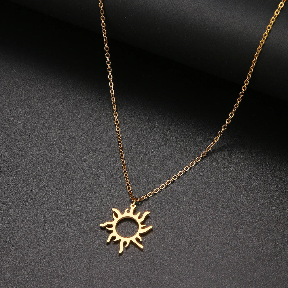DOTIFI 316L Stainless Steel Necklace Plated Ethnic Sun Totem Pendent Necklaces For Charm Women Birthday Party Fashion Jewelry Vera Lux