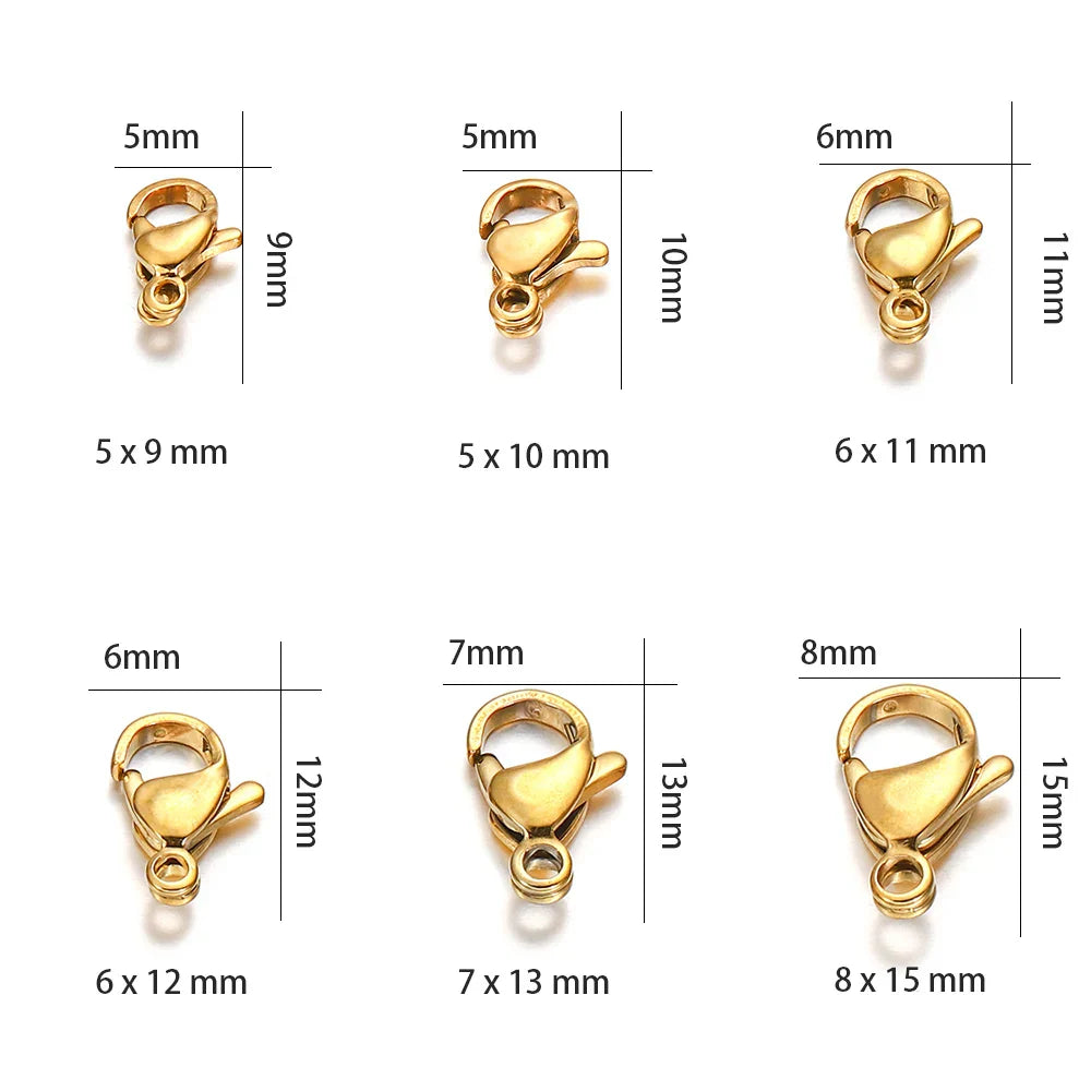 10pcs/lot Stainless Steel Lobster Clasp Hooks Bracelet Necklace Chain Connectors For DIY Jewelry Making Supplies Accessories Vera Lux