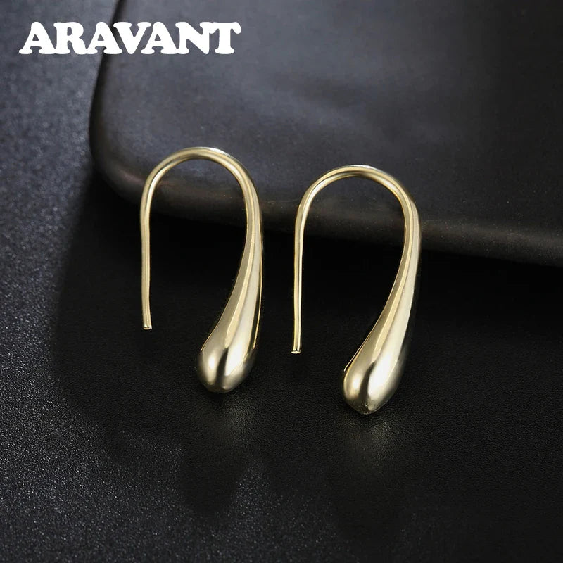 Aravant 925 Silver Earring For Women Water Drop Gold Earrings Fashion Wedding Jewelry Gifts Vera Lux