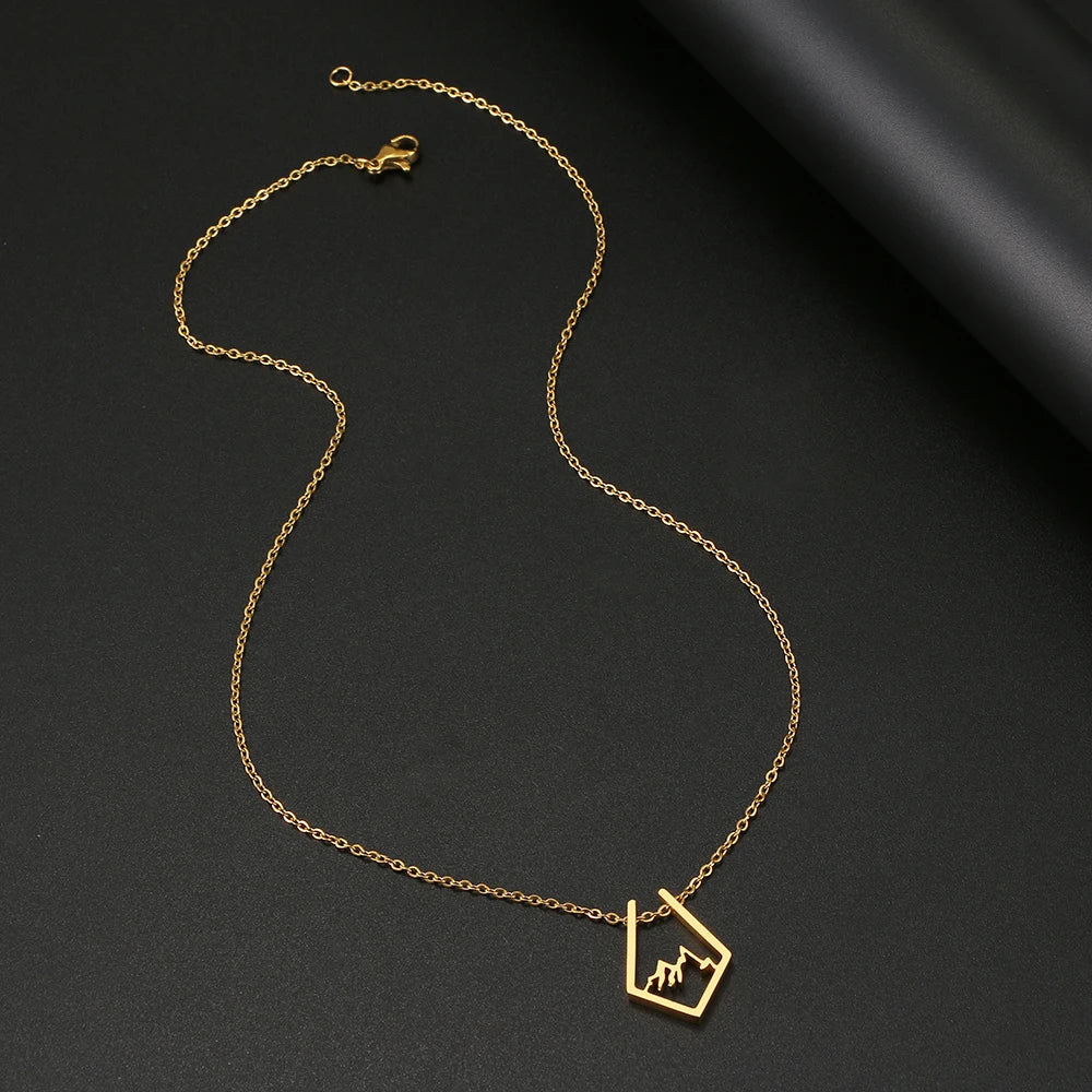 Stainless Steel Necklaces Irregular Mountain Peak Pendant Chain Collar Charm Fashion Necklace For Women Jewelry Party Men Gifts Vera Lux