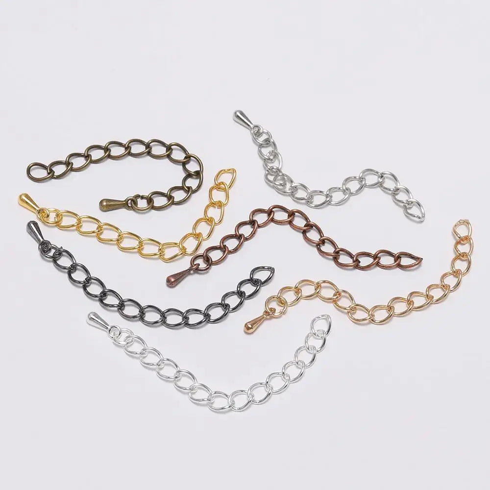 20pcs/lot 50-70mm Extended Extension Tail Chain Connectors Water Drop End Beads For DIY Jewelry Making Bracelet Necklace Vera Lux