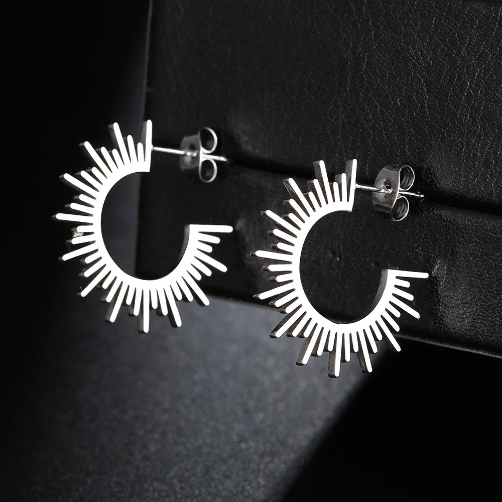 Stainless Steel Jewelry Geometric Earrings For Women Best Half Circle Spiked Femme Charm Earrings Party Best Wedding Gifts Vera Lux