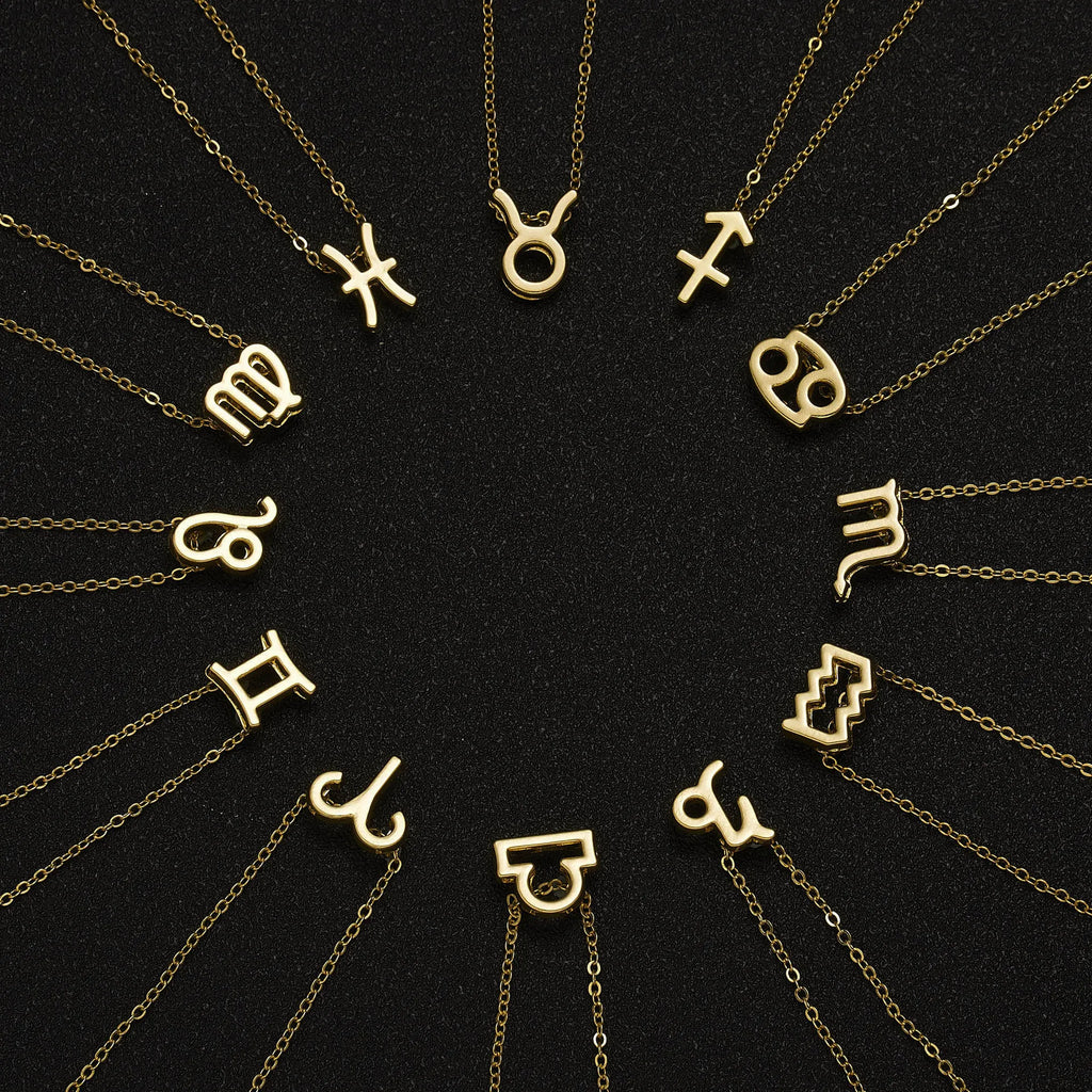 3Pcs/set 12 Zodiac Sign Necklace For Women 12 Constellation Pendant Chain Choker Birthday Jewelry With Cardboard Card Vera Lux