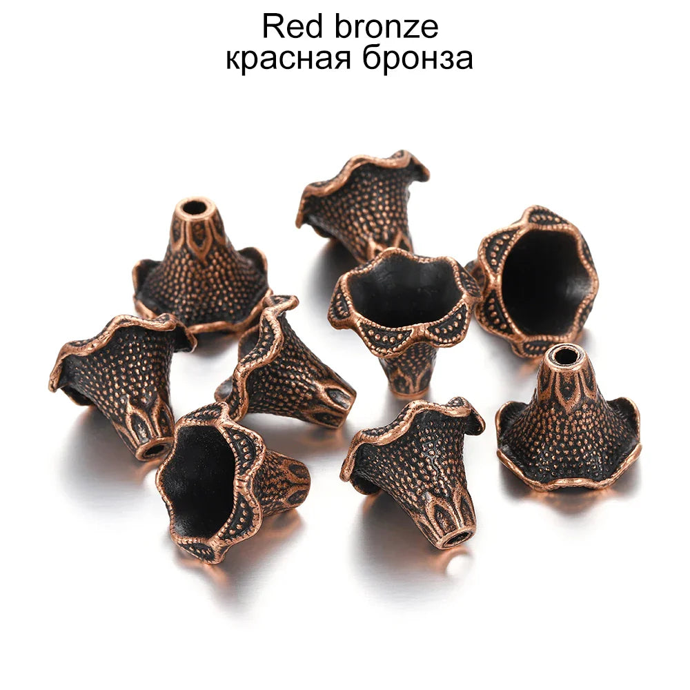2pcs/lot Alloy Beads Caps Mixed Hollow Flower Necklace Earrings End Beads Cap Connectors For DIY Jewelry Making Accessroies Vera Lux