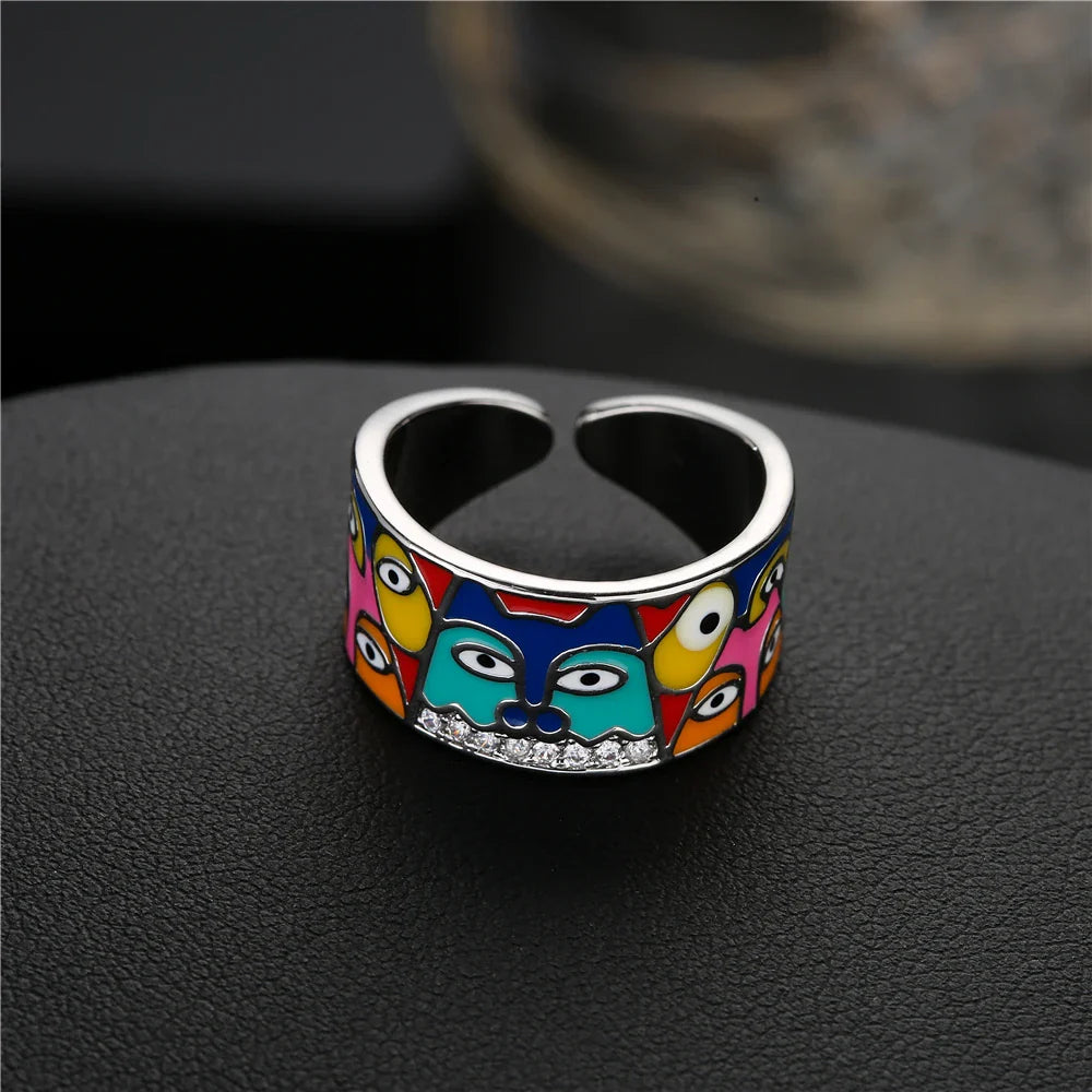 NEWBUY 2024 New Rings For Women White CZ Handmade Enamel Lovely Cat Unique Trendy Ring Party Fashion Jewelry Vera Lux