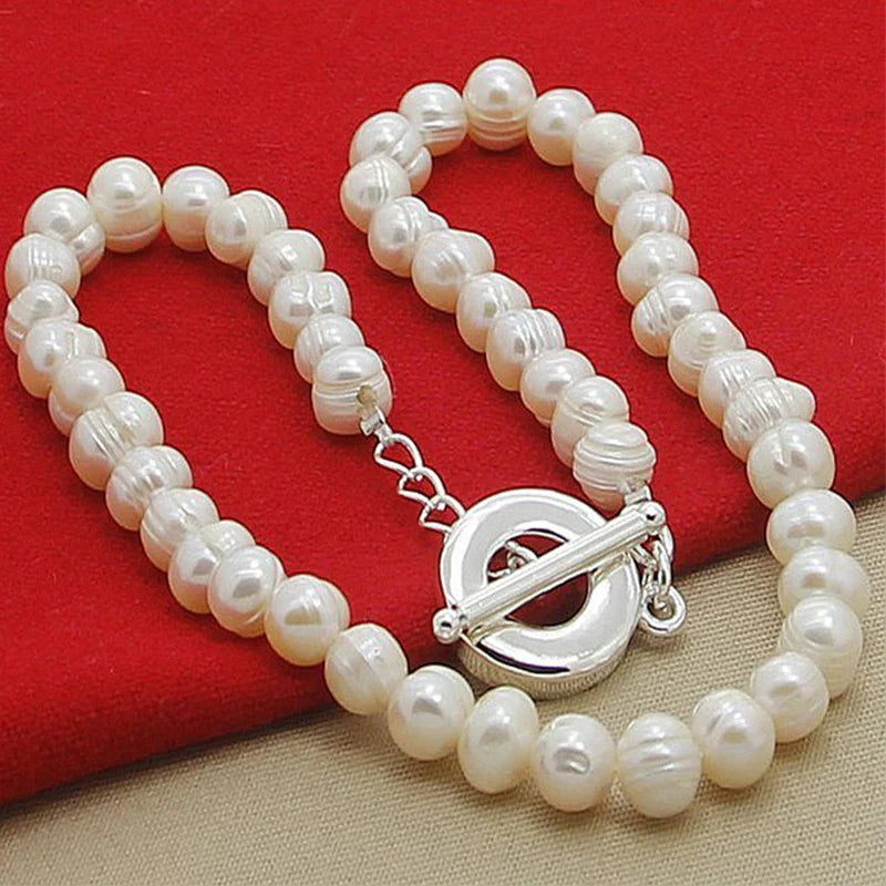 Aravant 925 Silver 8-9mm Freshwater Pearl Necklaces For Women Fashion Jewelry Vera Lux