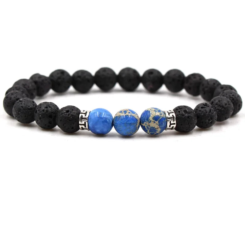 8MM Natural Stone Beaded Chain bracelets For Women Men Couple Lava Rock Healing Balance Beads Reiki Buddha Chakra Bangle Jewelry Vera Lux