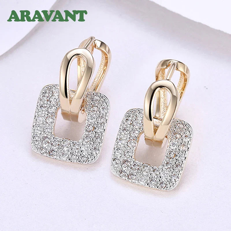 Aravant 925 Silver 18K Gold Square Hoop Earrings For Women Wedding Party Fashion Jewelry Vera Lux