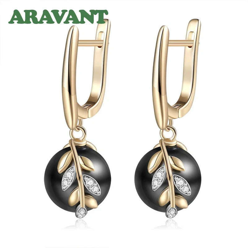 925 Silver 18K Gold Black Pearl Long Dangle Earring For Women Fashion Jewelry Gift Vera Lux